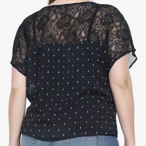 Torrid Sheer Cross Lace Chiffon Flowy Top